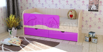 Друзья Кровать детская 2 ящика 1.6 Фиолетовый глянец в Сосновке - sosnovka.mebel54.com | фото