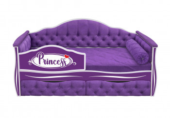 Кровать 160 серии Иллюзия 2 ящика 32 Фиолетовый (мягкие боковые накладки/подушка валик) в Сосновке - sosnovka.mebel54.com | фото