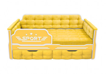 Кровать 190 серии Спорт 2 ящика 74 Жёлтый (мягкие боковые накладки) в Сосновке - sosnovka.mebel54.com | фото