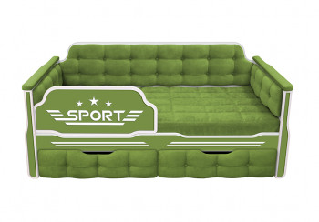 Кровать 190 серии Спорт 2 ящика 76 Зелёный (мягкие боковые накладки) в Сосновке - sosnovka.mebel54.com | фото