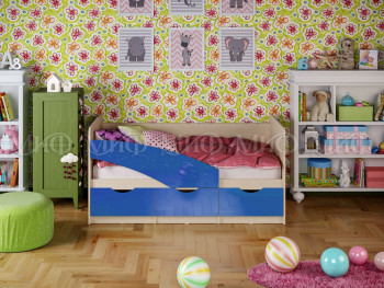 Кровать Бабочки 1,6м (Синий металлик) в Сосновке - sosnovka.mebel54.com | фото