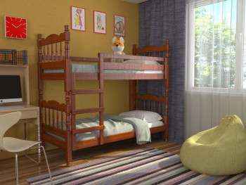 Кровать двухъярусная Соня из массива сосны 800*1890 Орех в Сосновке - sosnovka.mebel54.com | фото