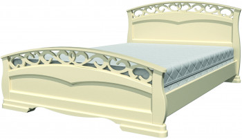 Кровать Грация-1 из массива сосны 1600*2000 Слоновая кость в Сосновке - sosnovka.mebel54.com | фото