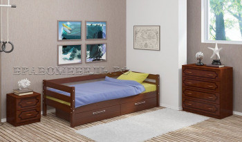 Кровать одинарная ГЛОРИЯ из массива сосны  900*2000 (Орех) в Сосновке - sosnovka.mebel54.com | фото
