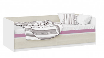 Кровать «Сканди» с 2 ящиками Дуб Гарден/Белый/Лиловый в Сосновке - sosnovka.mebel54.com | фото