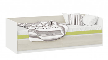 Кровать «Сканди» с 2 ящиками Дуб Гарден/Белый/Зеленый в Сосновке - sosnovka.mebel54.com | фото
