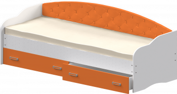 Кровать Софа-7 с мягкой спинкой (800х2000) Белый/Оранжевый в Сосновке - sosnovka.mebel54.com | фото