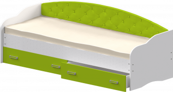Кровать Софа-8 с мягкой спинкой (900х1900) Белый/Лайм в Сосновке - sosnovka.mebel54.com | фото