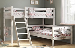 Кровать Соня вариант 8 угловая с наклонной лестницей Белый полупрозрачный в Сосновке - sosnovka.mebel54.com | фото