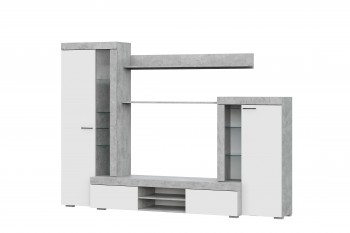 Мебель для гостиной МГС 5 Цемент светлый / Белый в Сосновке - sosnovka.mebel54.com | фото