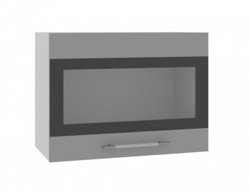 Норд ШВГС 600 Шкаф верхний горизонтальный со стеклом (Софт черный/корпус Белый) в Сосновке - sosnovka.mebel54.com | фото