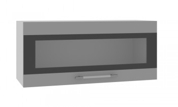Норд ШВГС 800 Шкаф верхний горизонтальный со стеклом (Софт черный/корпус Белый) в Сосновке - sosnovka.mebel54.com | фото