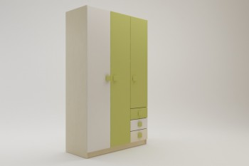 Шкаф 3-х створчатый с ящиками Эппл (Зеленый/Белый/корпус Клен) в Сосновке - sosnovka.mebel54.com | фото