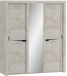 Шкаф трехдверный Соренто с раздвижными дверями Дуб бонифаций/Кофе структурный матовый в Сосновке - sosnovka.mebel54.com | фото
